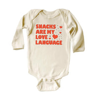 Snacks Are My Love Language Baby Sweatshirt, Cute Valentine Day Kids Outfit
