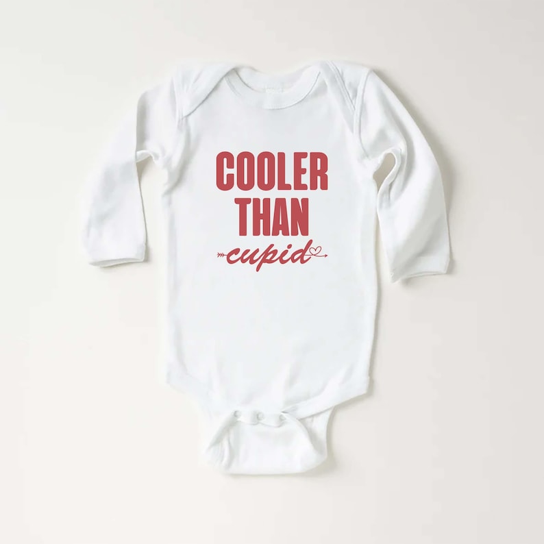 Cooler Than Cupid Baby Bodysuit, Cute Valentine Day Kids Outfit