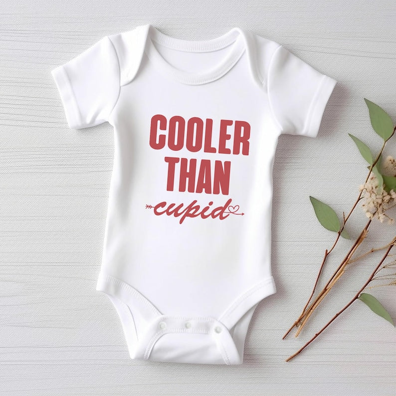 Cooler Than Cupid Baby Bodysuit, Cute Valentine Day Kids Outfit