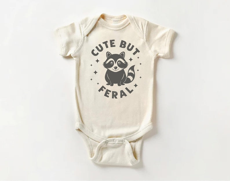 Cute But Feral Baby Shirt, Meme-Inspired Gift for Kids and Toddlers