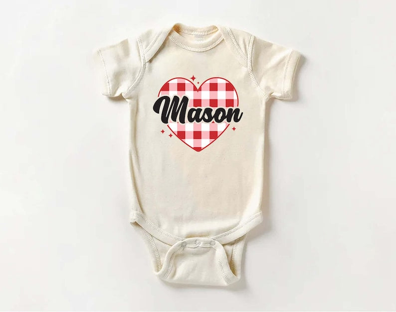 Heart Valentine's Day Baby Bodysuit, Custom Kids Valentine's Baby Pullover