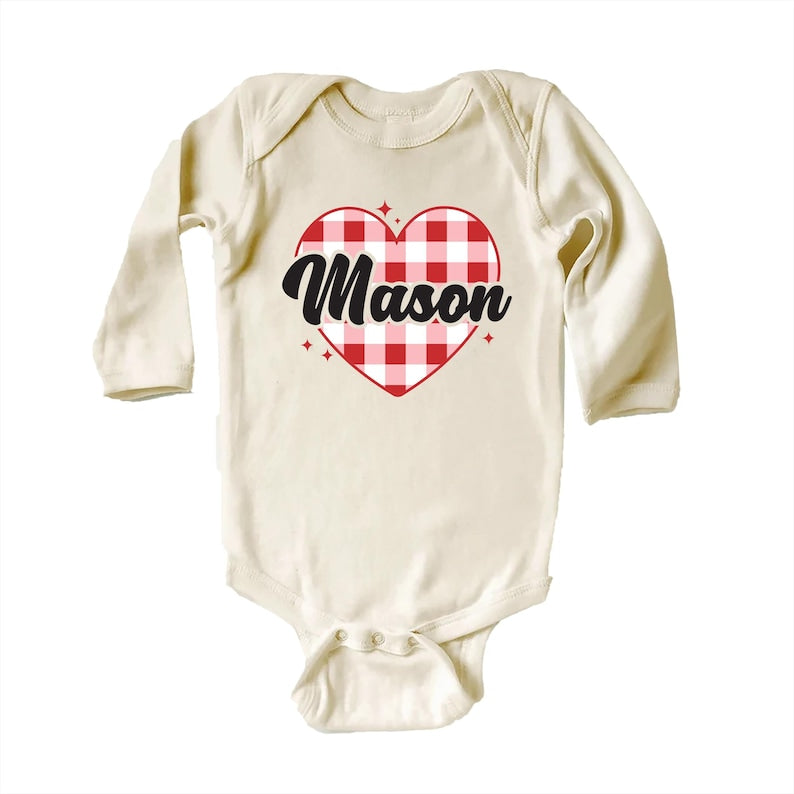 Heart Valentine's Day Baby Bodysuit, Custom Kids Valentine's Baby Pullover