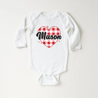 Heart Valentine's Day Baby Bodysuit, Custom Kids Valentine's Baby Pullover