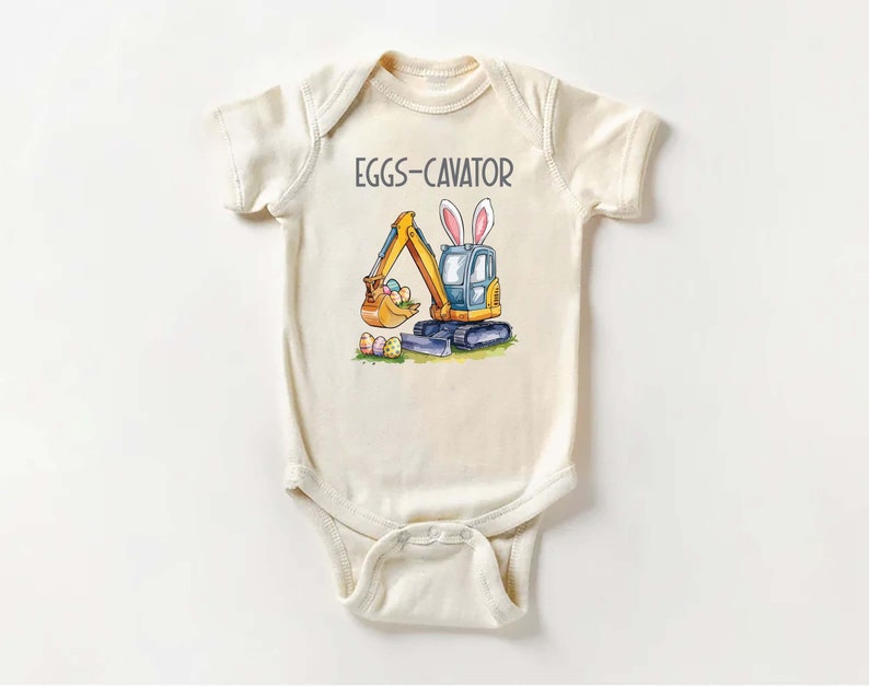 Eggs-Cavator Baby Shirt, Boys Easter Pullover