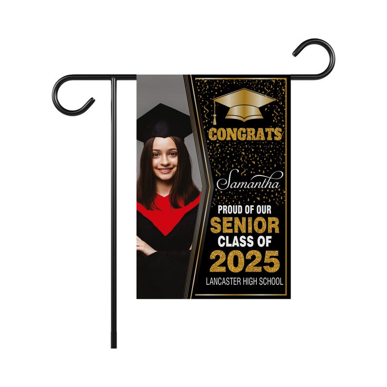 Personalized Graduation Garden Flag with Photo, Double Sided, Custom Name & School, Graduation Decoration 2025 Yard Sign, Class of 2025 Flag