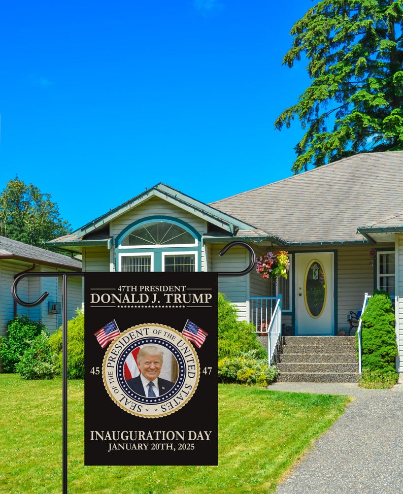 Trump Inauguration 2025 Garden Flag, 12x18 Inch Double Sided, JD Vance Lawn Flag, 45 47 President Donald Trump Flag, Trump Inauguration Flag