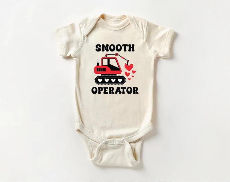 Construction Valentine Baby Bodysuit, First Valentines Day Outfit
