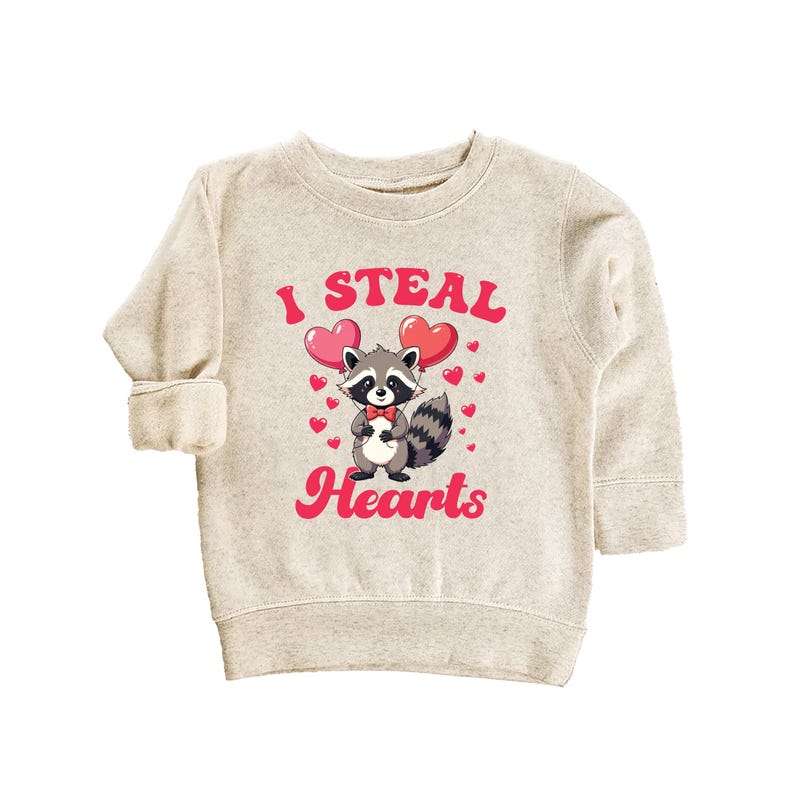 I Steal Hearts Baby Sweatshirt, Cute Animal Valentine Outfit