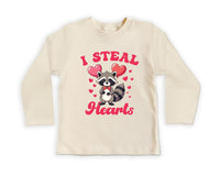 I Steal Hearts Baby Sweatshirt, Cute Animal Valentine Outfit