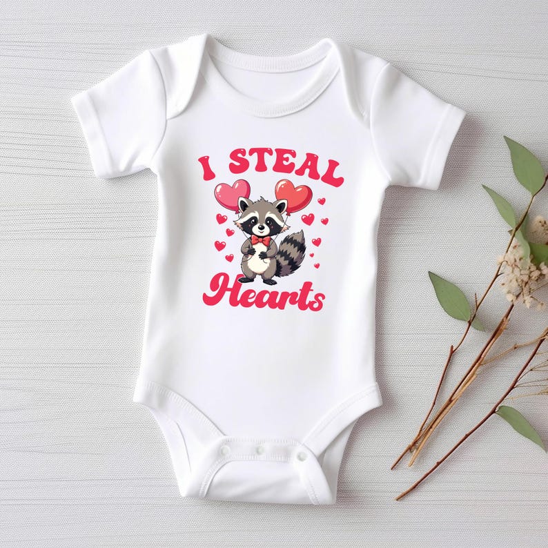 I Steal Hearts Baby Sweatshirt, Cute Animal Valentine Outfit