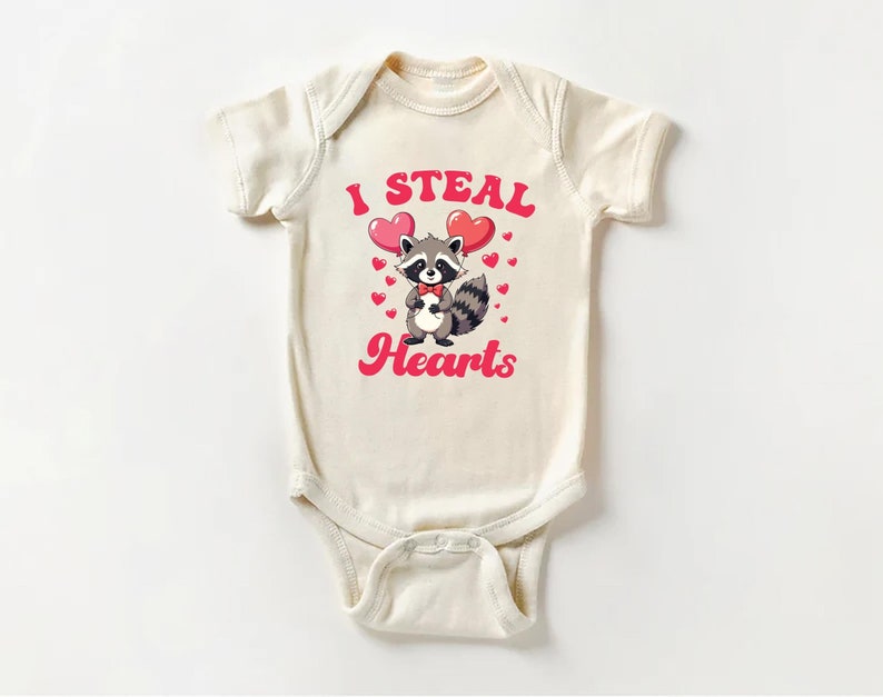 I Steal Hearts Baby Sweatshirt, Cute Animal Valentine Outfit