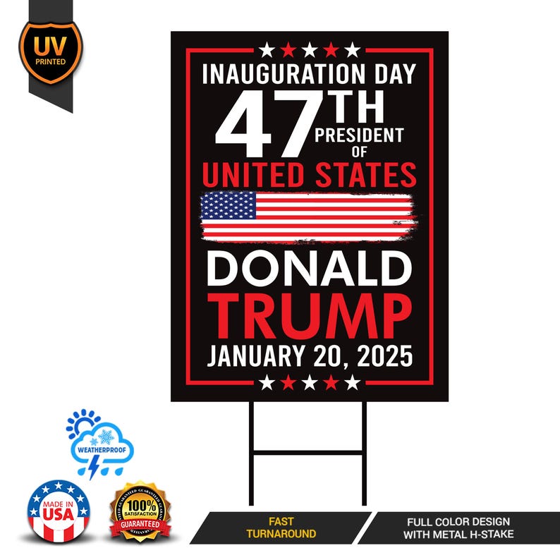 Trump Inauguration 2025 Yard Sign - JD Vance Lawn Sign, 45 47 Presiden ...