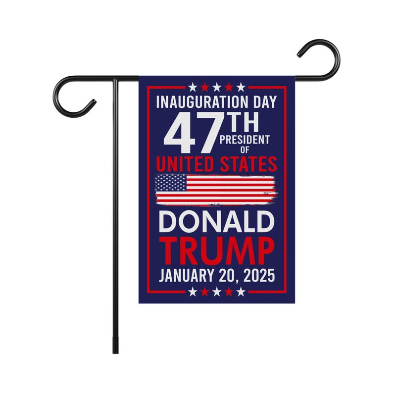 Trump Inauguration 2025 Garden Flag, 12x18 Inch Double Sided, JD Vance Lawn Flag, 45 47 President Donald Trump Flag, Trump Inauguration Flag