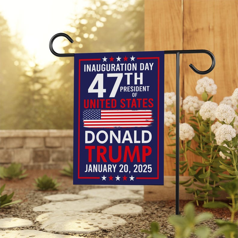 Trump Inauguration 2025 Garden Flag, 12x18 Inch Double Sided, JD Vance Lawn Flag, 45 47 President Donald Trump Flag, Trump Inauguration Flag