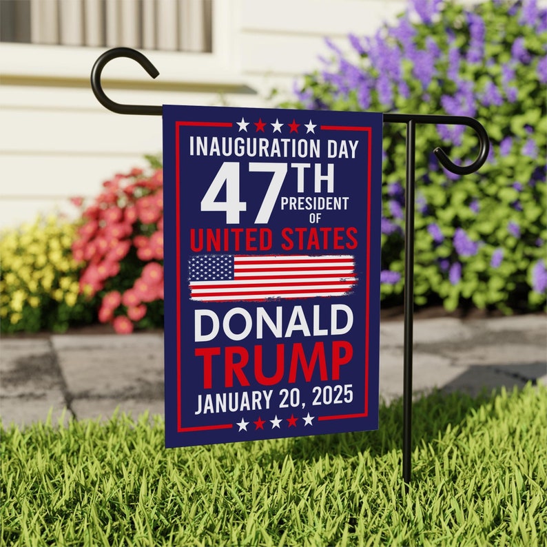 Trump Inauguration 2025 Garden Flag, 12x18 Inch Double Sided, JD Vance Lawn Flag, 45 47 President Donald Trump Flag, Trump Inauguration Flag