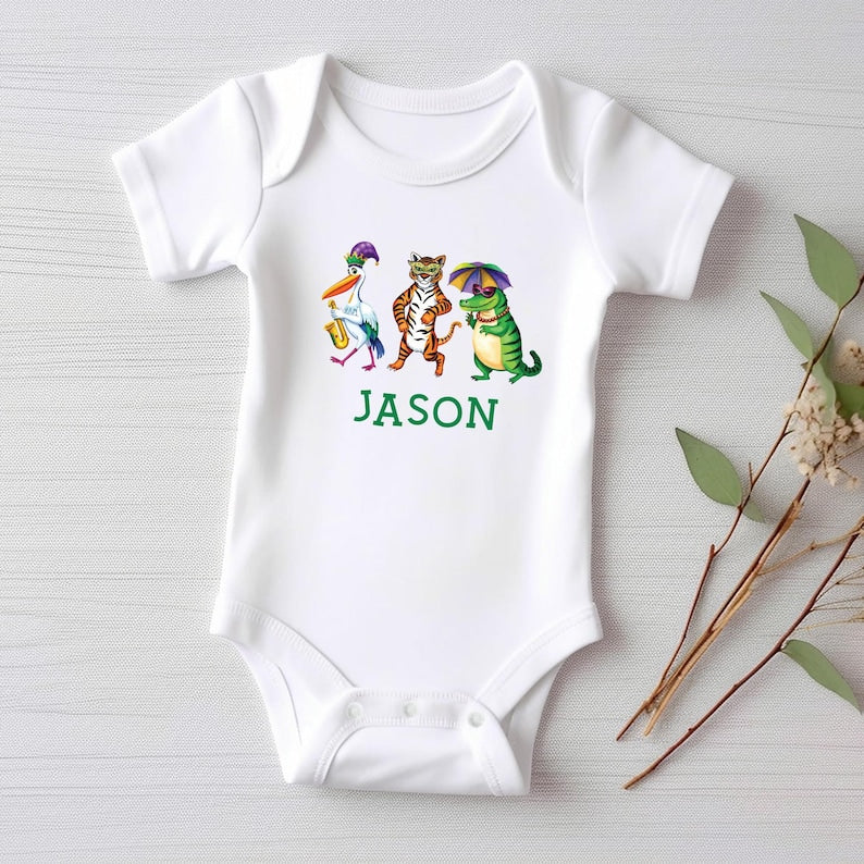 Personalized Mardi Gras Baby Sweatshirt, Adorable Mardi Gras Parade Outfit
