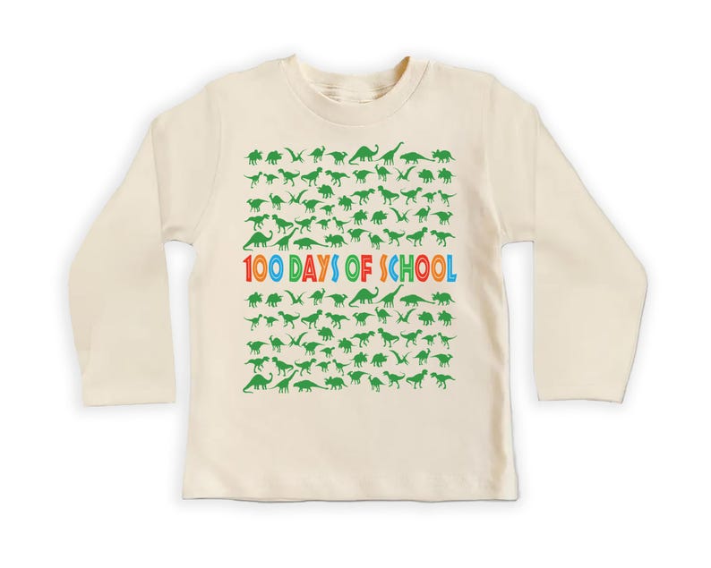 Dinosaurs 100 Days of School Toddler Shirt, Fun Dinosaur 100 Days Celebration Outfit