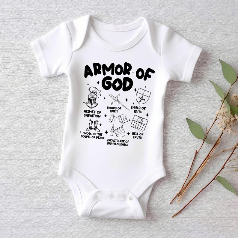Armor of God Baby Bodysuit, Faith-Based Kids Gift for Baptism