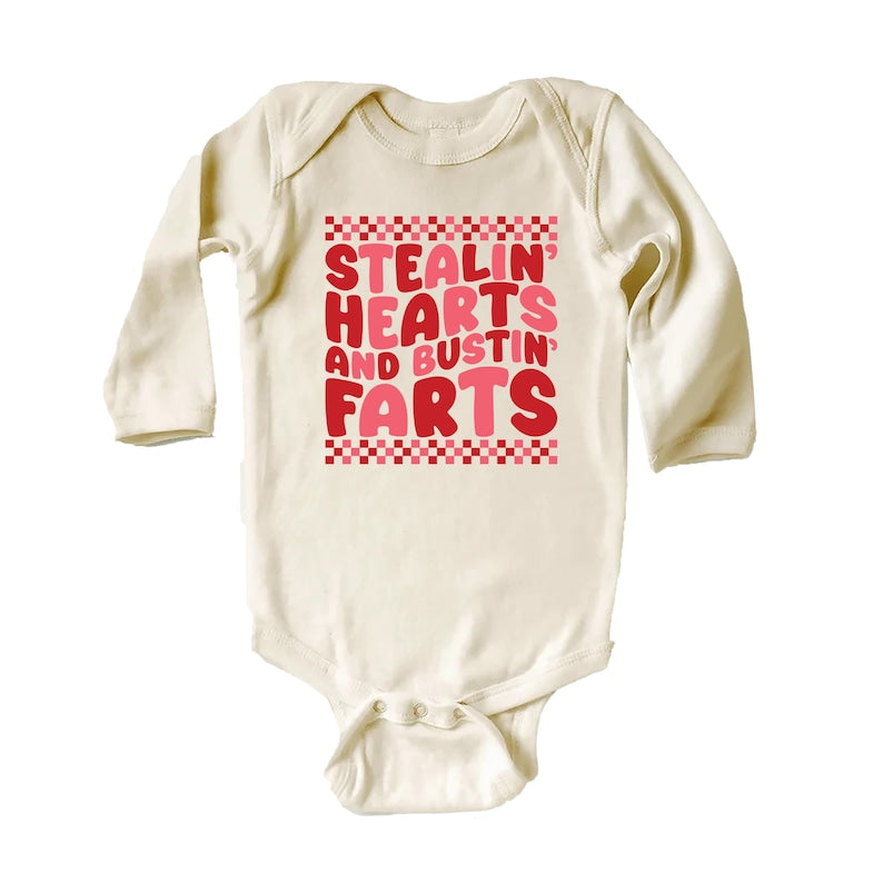 Stealin’ Hearts and Bustin’ Farts Baby Bodysuit