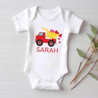 Personalized Valentine Dump Truck Baby Sweatshirt, Adorable Valentine Outfit