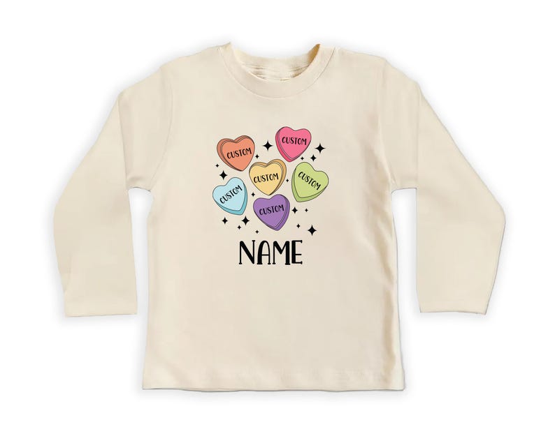 Custom Candy Hearts Baby Bodysuit, Personalized Valentine’s Day Outfit