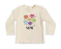 Custom Candy Hearts Baby Bodysuit, Personalized Valentine’s Day Outfit