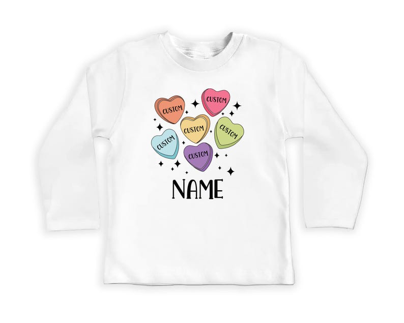 Custom Candy Hearts Baby Bodysuit, Personalized Valentine’s Day Outfit