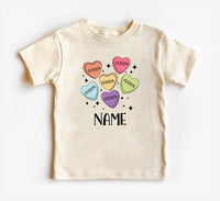 Custom Candy Hearts Baby Bodysuit, Personalized Valentine’s Day Outfit