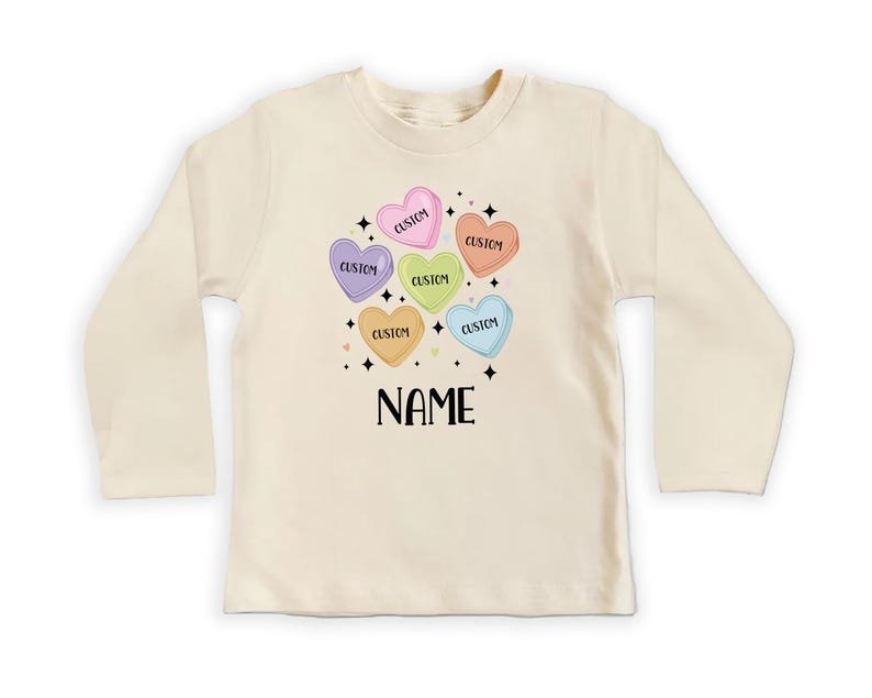 Custom Candy Hearts Baby Bodysuit, Personalized Valentine’s Day Outfit