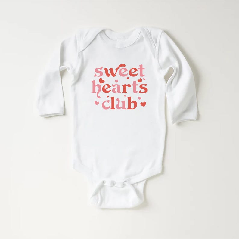 Sweethearts Club Baby Shirt, Cute Pink Valentine Outfit for Girls