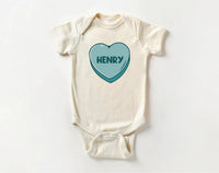 Blue Candy Heart Baby Sweatshirt, Valentine’s Day Outfit for Kids
