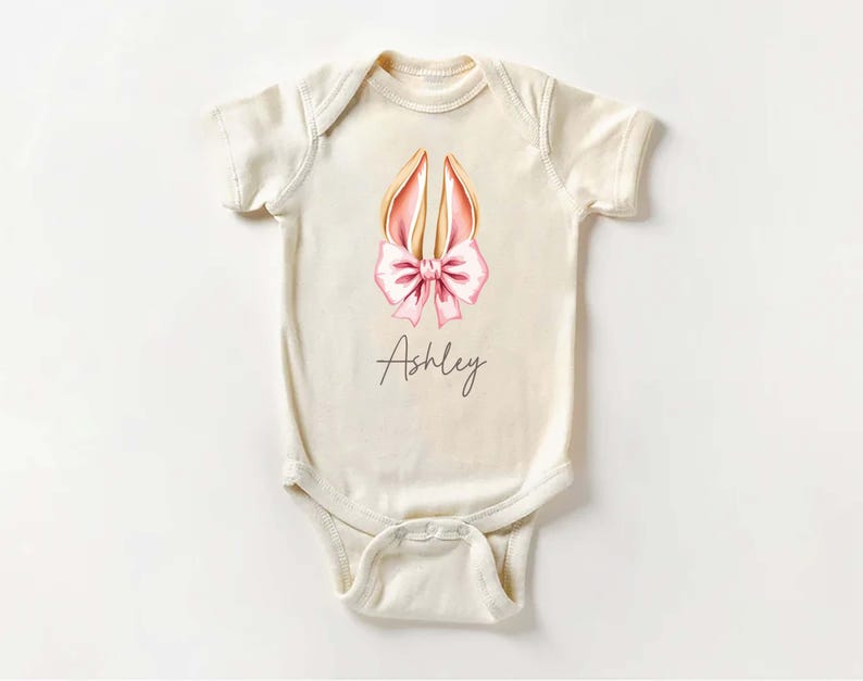 Personalized Easter Bunny Baby Bodysuit, Adorable Kids Easter Gift