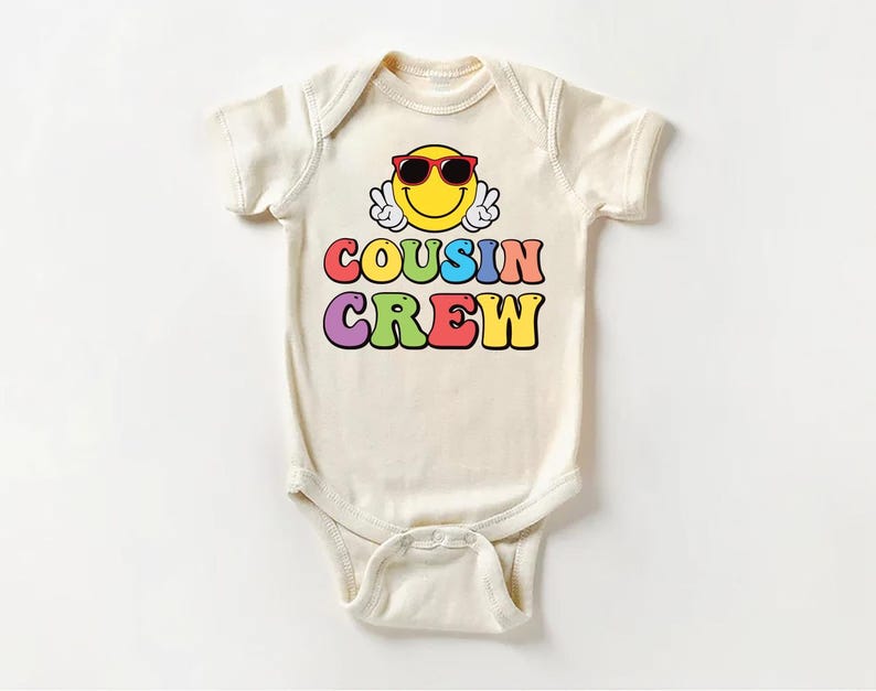 Cousin Crew Smiley Face Baby Bodysuit, Cousin Beach Vacation Gift