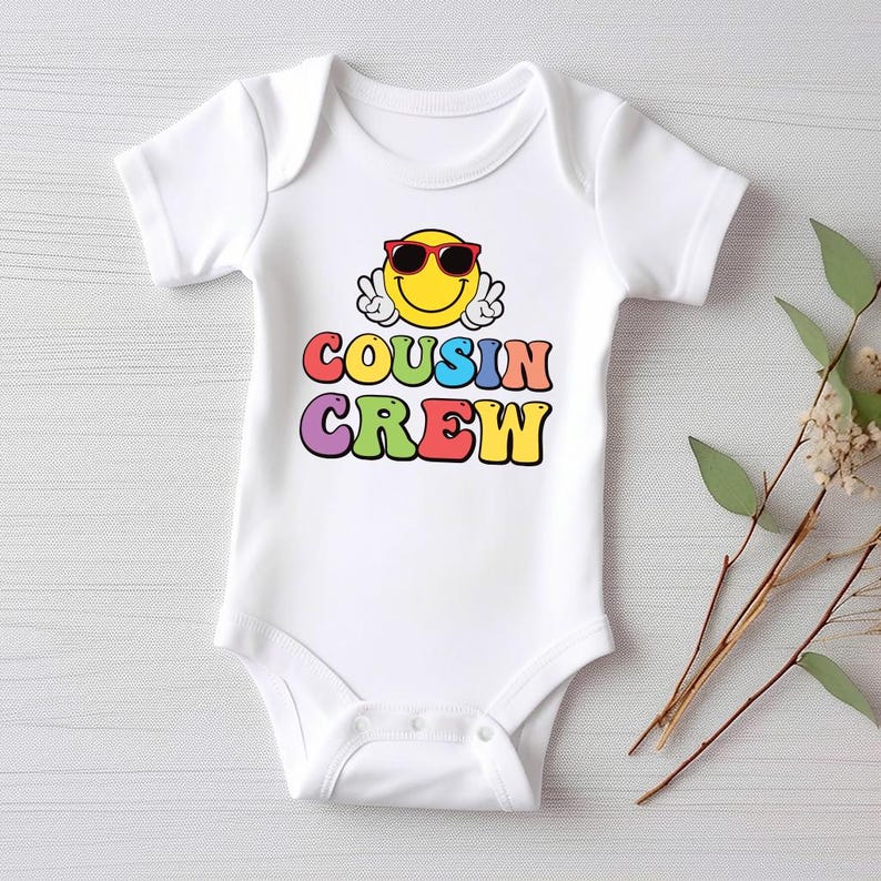 Cousin Crew Smiley Face Baby Bodysuit, Cousin Beach Vacation Gift