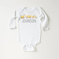 Personalized Construction Baby Shirt, Custom Equipment Outfit