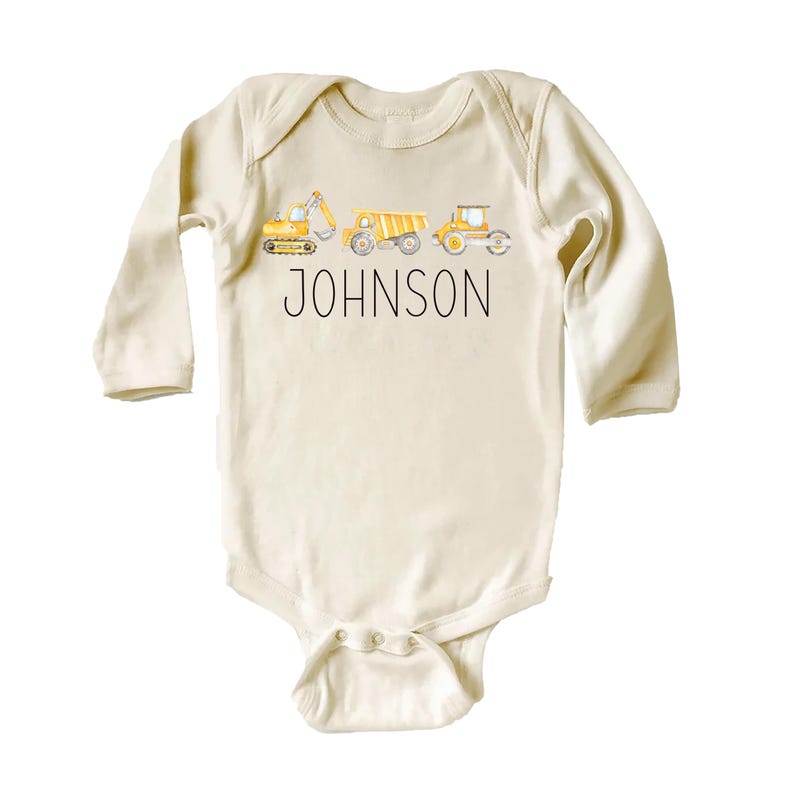 Personalized Construction Baby Shirt, Custom Equipment Outfit