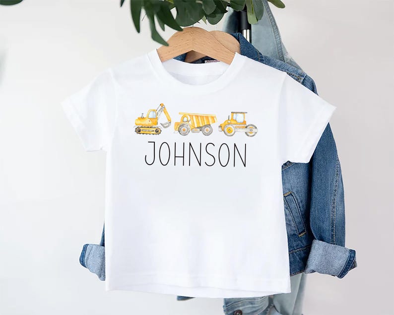 Personalized Construction Baby Shirt, Custom Equipment Outfit