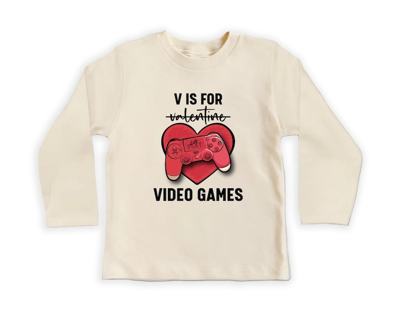 Boys Valentine’s Day Baby Bodysuit, Funny "V is for Video Games" Kids Outfit
