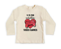 Boys Valentine’s Day Baby Bodysuit, Funny "V is for Video Games" Kids Outfit
