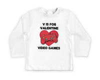 Boys Valentine’s Day Baby Bodysuit, Funny "V is for Video Games" Kids Outfit