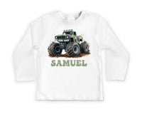 Personalized Monster Truck Baby Shirt, Custom Kids Name Birthday Gift