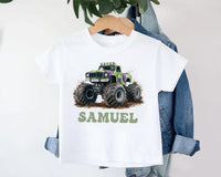 Personalized Monster Truck Baby Shirt, Custom Kids Name Birthday Gift