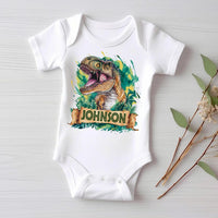 Personalized Dinosaur Baby Bodysuit, Custom Name T-Rex Kids Outfit