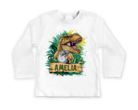 Personalized Dinosaur Baby Sweatshirt, Custom Name T-Rex Kids Outfit