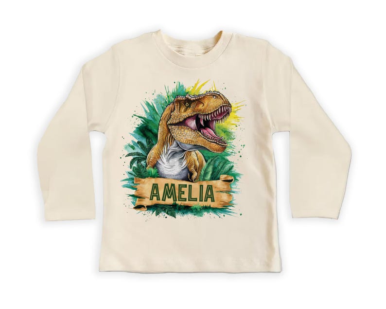 Personalized Dinosaur Baby Sweatshirt, Custom Name T-Rex Kids Outfit