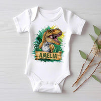 Personalized Dinosaur Baby Sweatshirt, Custom Name T-Rex Kids Outfit