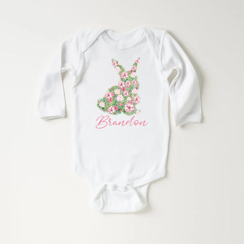 Personalized Girls Easter Baby Bodysuit, Spring Outfit for Girls