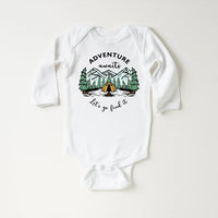 Adventure Awaits Let's Go Find It Baby Bodysuit, Camping Nature Explore Gift