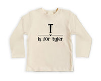 Personalized "Letter Is For Name" Baby Bodysuit, Vintage Keepsake Outfit for Kids
