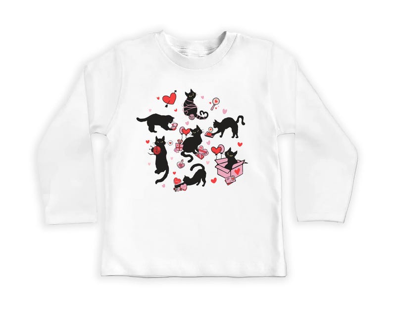 Black Cat Valentine's Day Baby Sweatshirt, Adorable Valentine's Day Gift